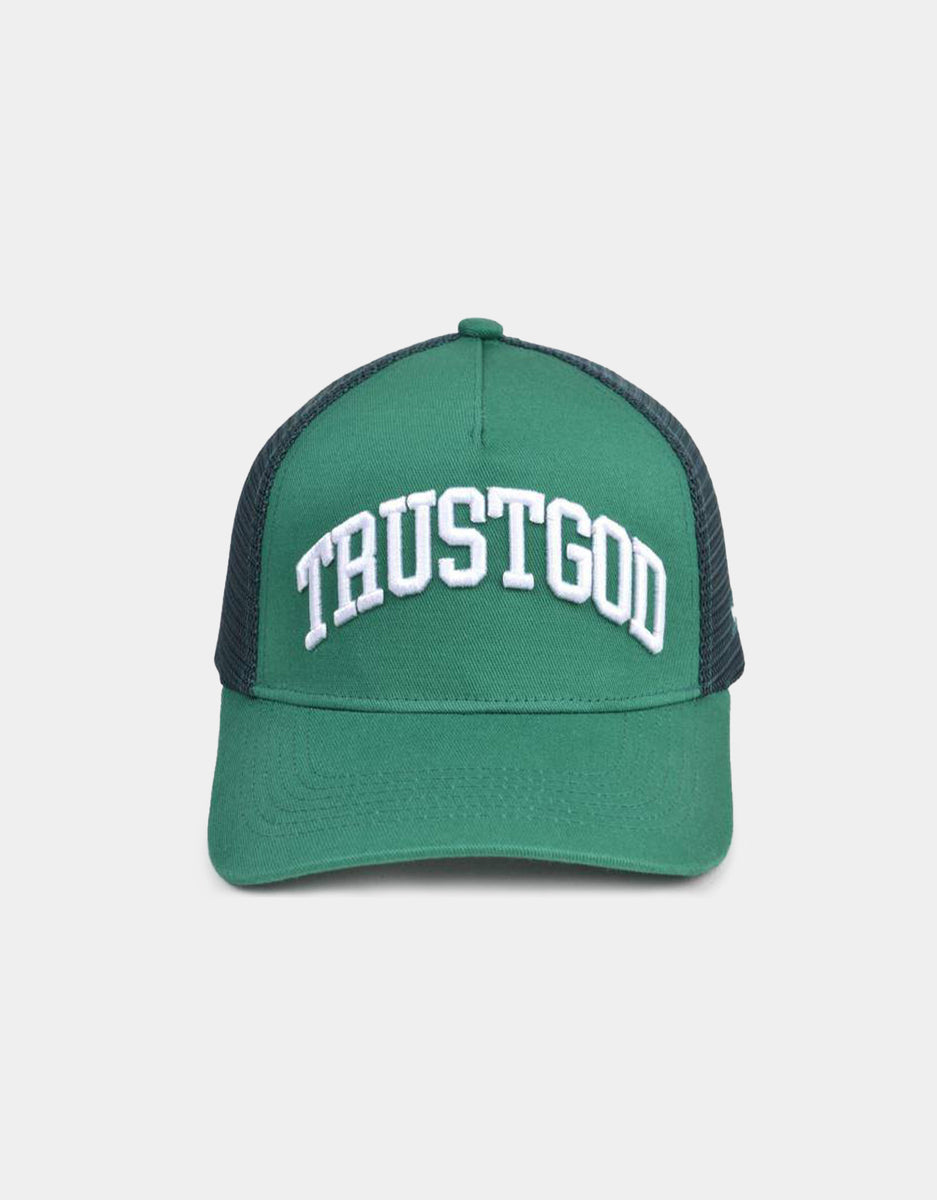 Trust God Premium Trucker Hat - Forest Green – VOTC Clothing