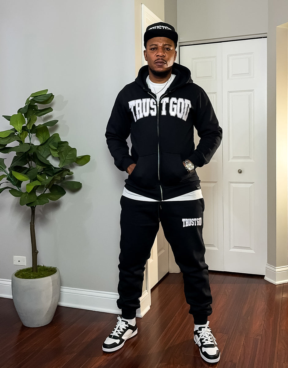 TRUST GOD ZIP UP - HOODIE (BLACK) – VOTC Clothing