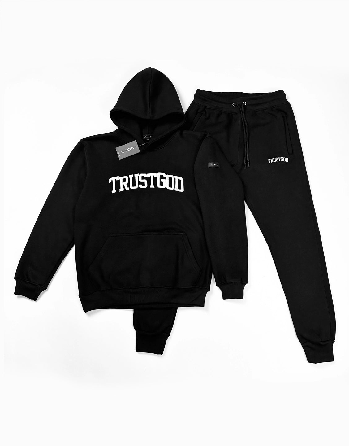 TRUST GOD JOGGER SET (Black) - VOTC Clothing