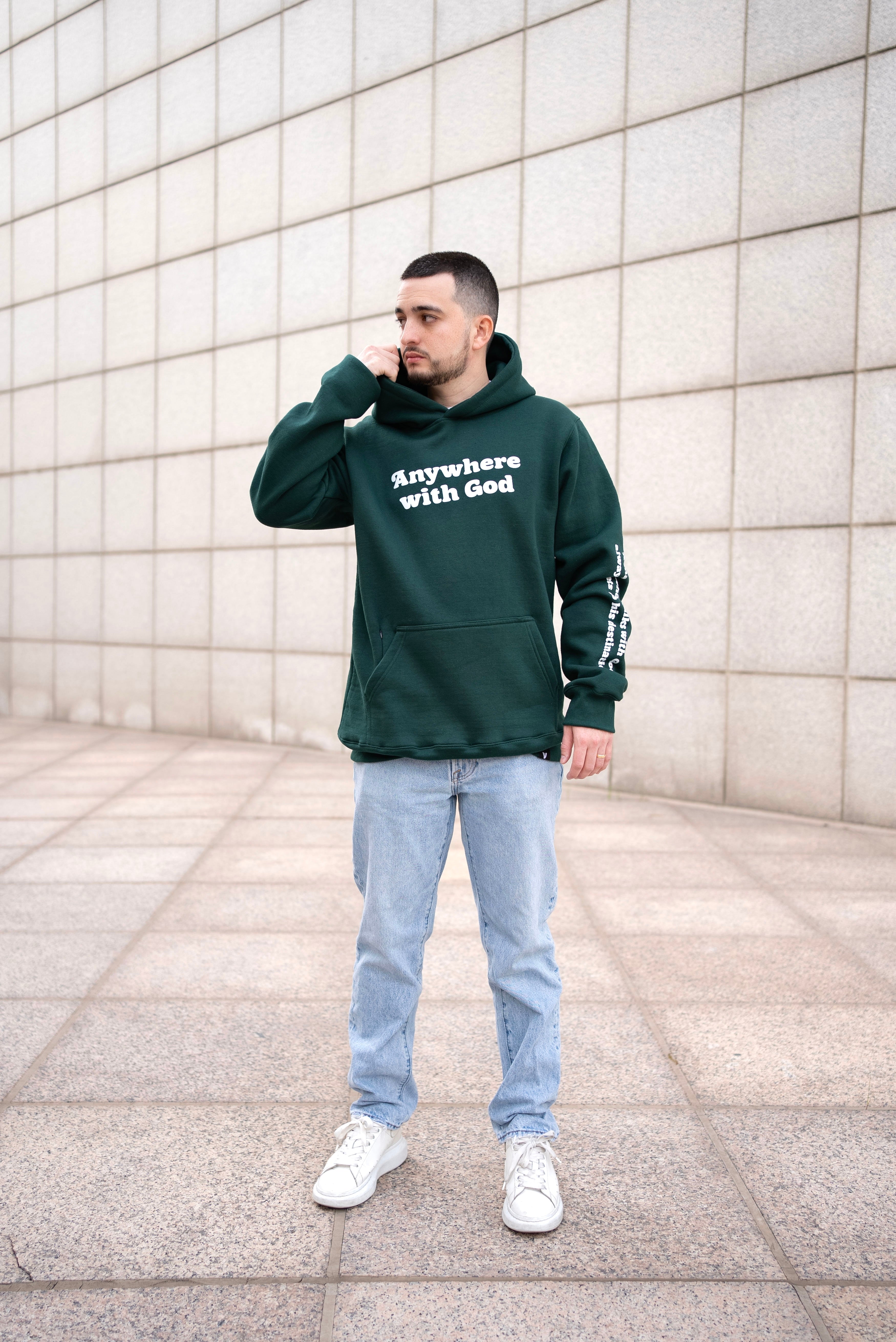 Anywhere with God 400gsm Heavyweight Hoodie
