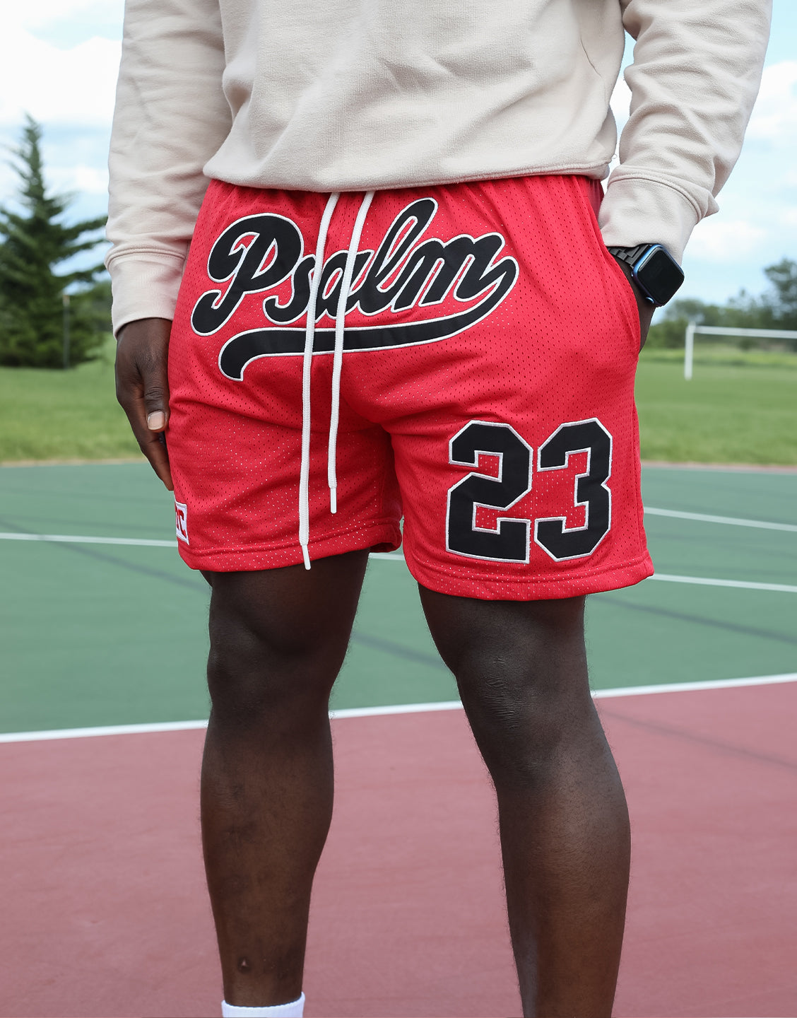 Psalm 23 Mesh Shorts (Unisex) - Red