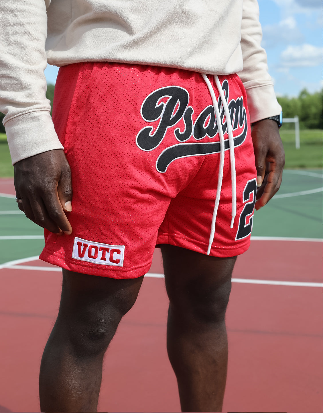 Psalm 23 Mesh Shorts (Unisex) - Red