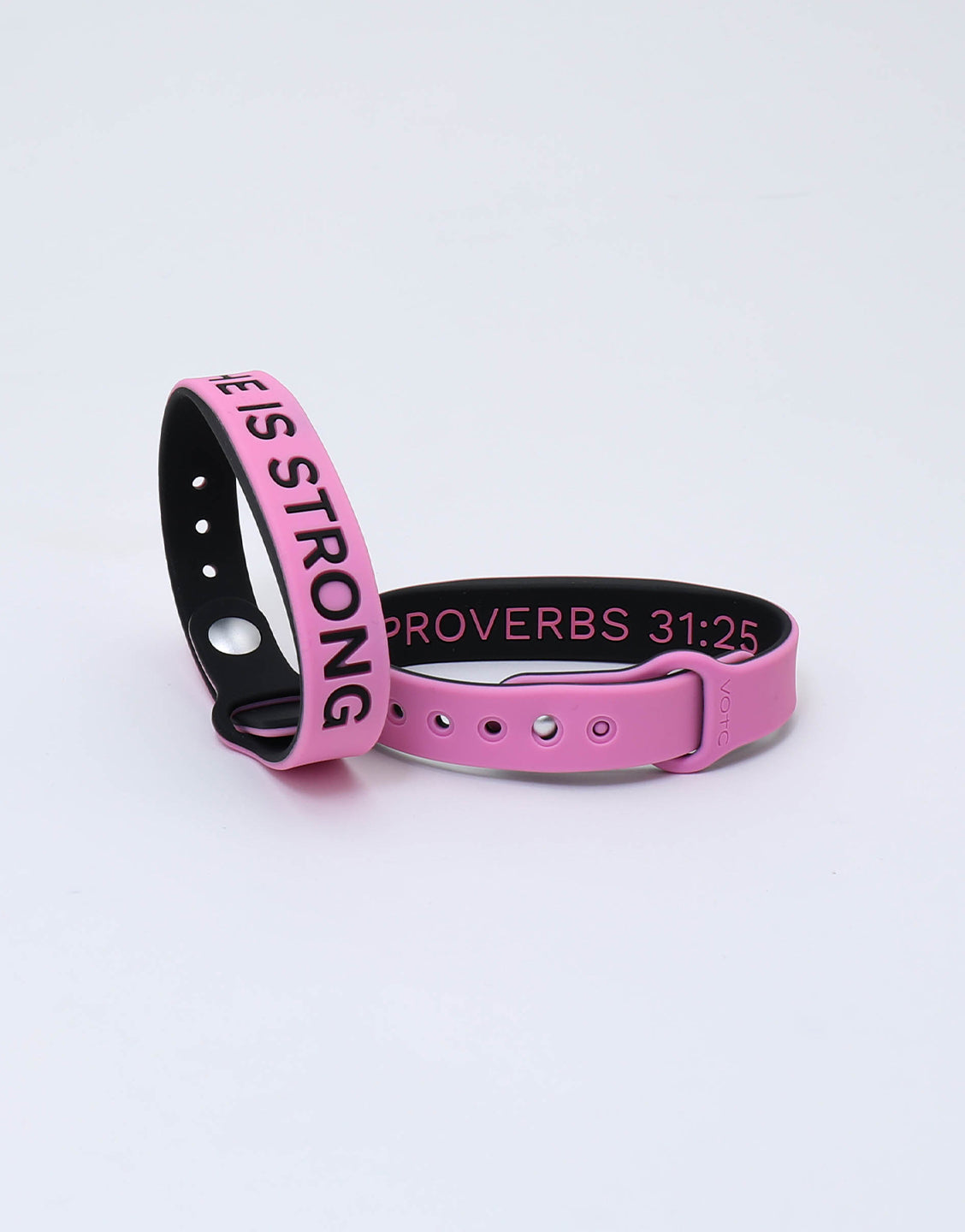 SHE IS STRONG Premium Silicone Wristband + Free Velvet Pouch- Pink