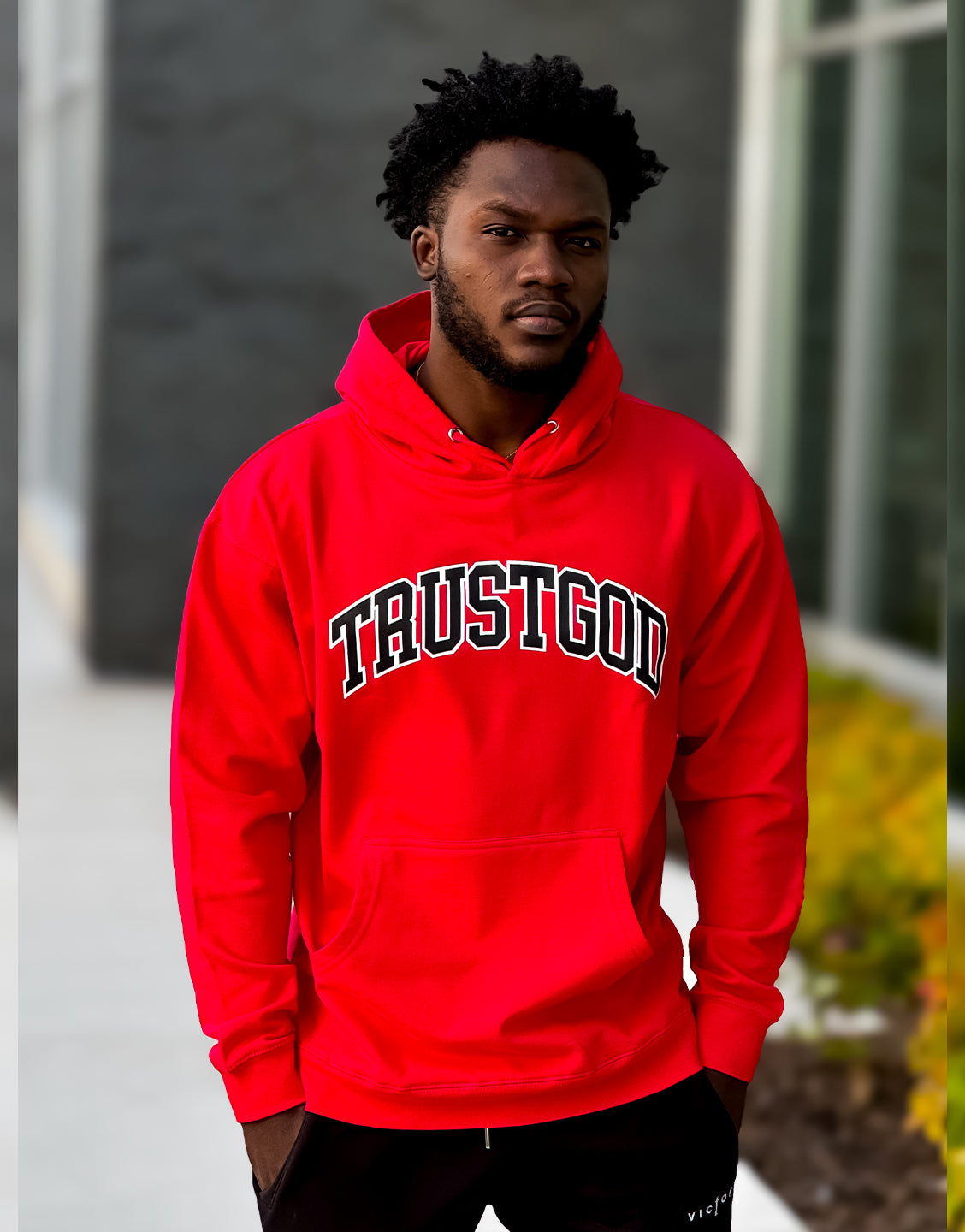 Trust God Sports Hoodie - Power Red - VOTC Clothing
