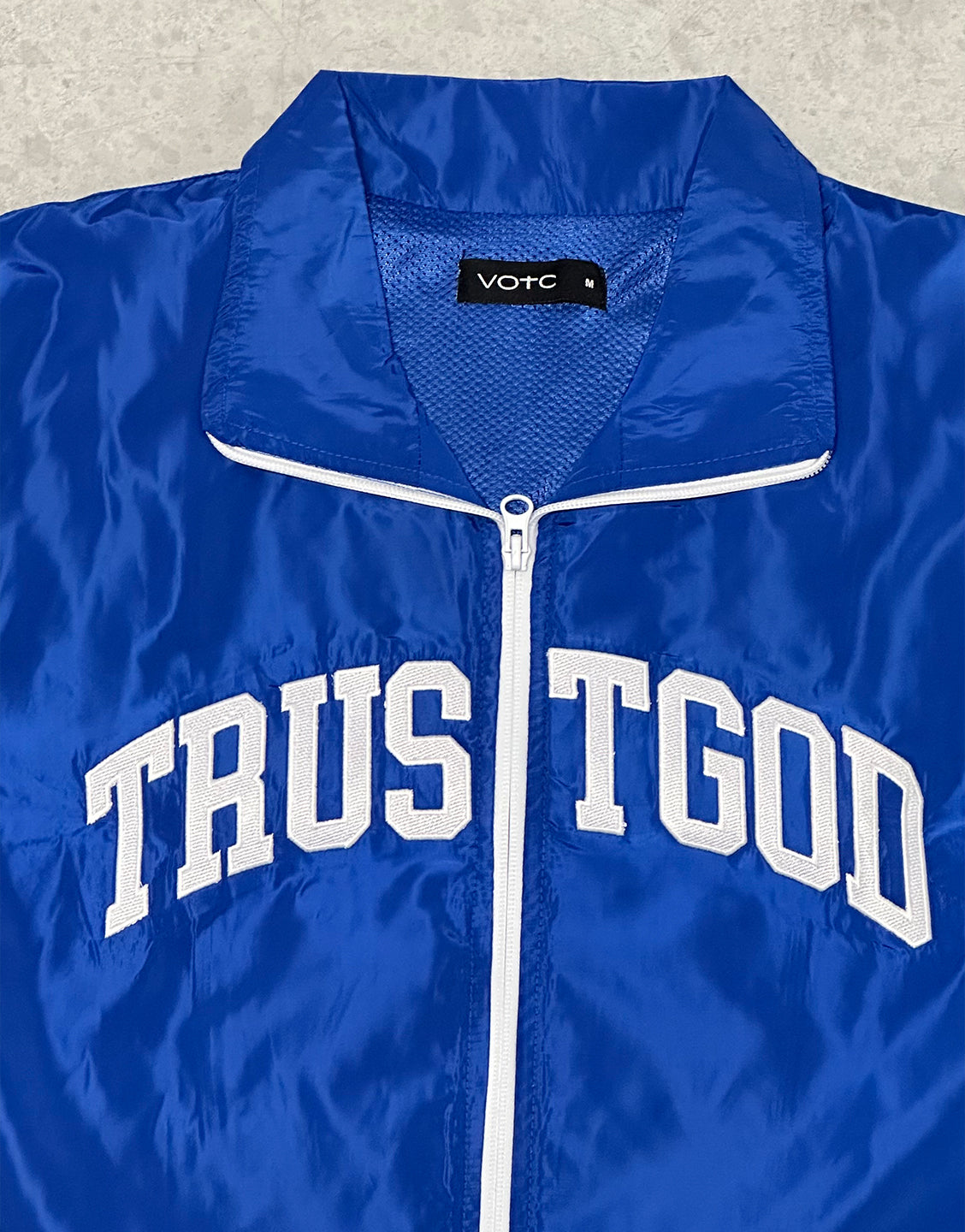 Trust God Windbreaker Zip-Up Jacket - Royal Blue - VOTC Clothing
