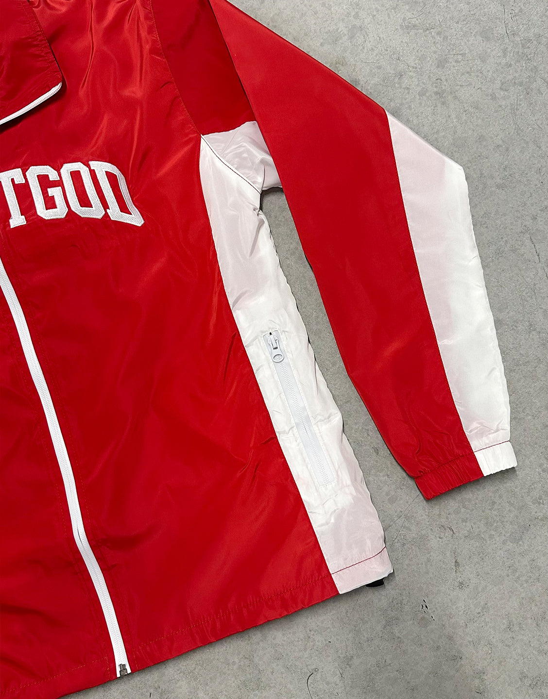 Trust God Windbreaker Zip-Up Jacket - Red - VOTC Clothing