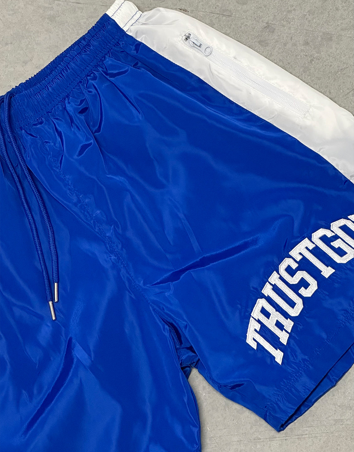 Trust God Windbreaker Shorts - Blue - VOTC Clothing