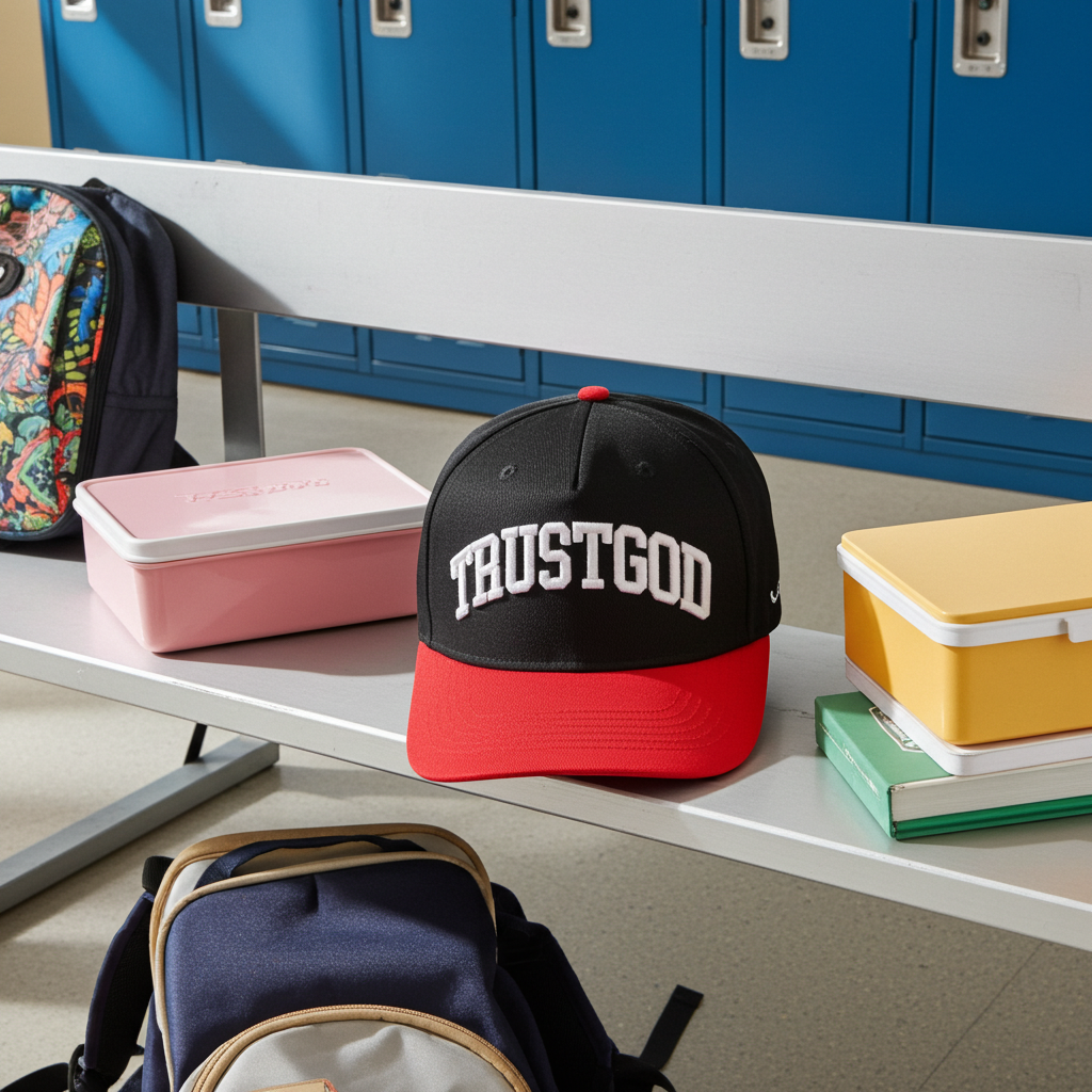 Gorra de béisbol Black Trust God Premium - Acento rojo