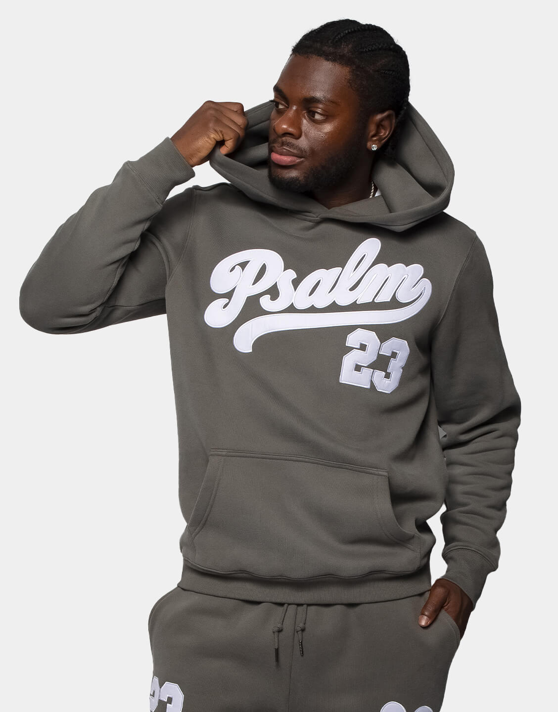 "PSALM 23" SIGNATURE HOODIE - STEEL GREY