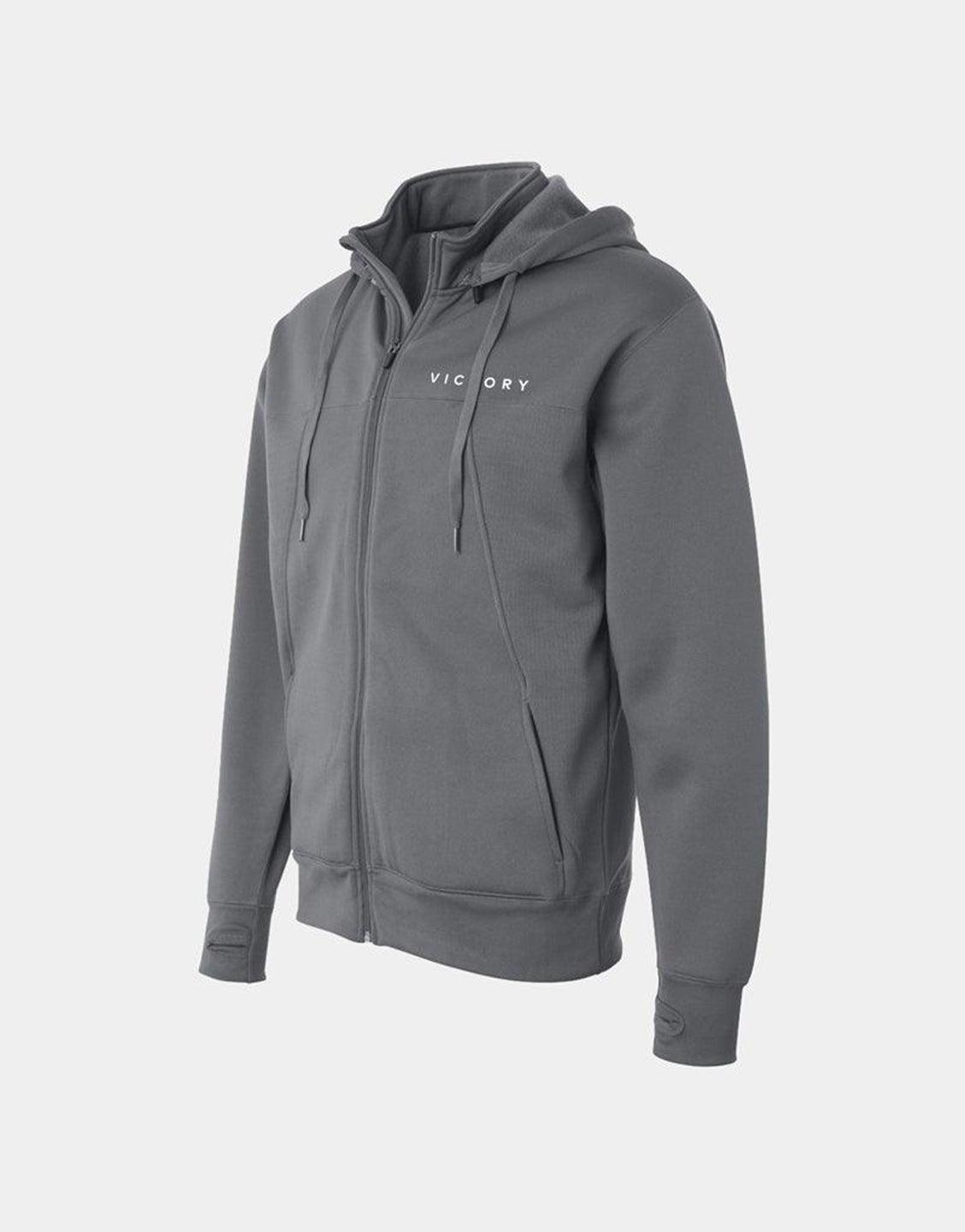 “Victory” Poly Tech Full-Zip Hoodie (Charcoal) - VOTC Clothing