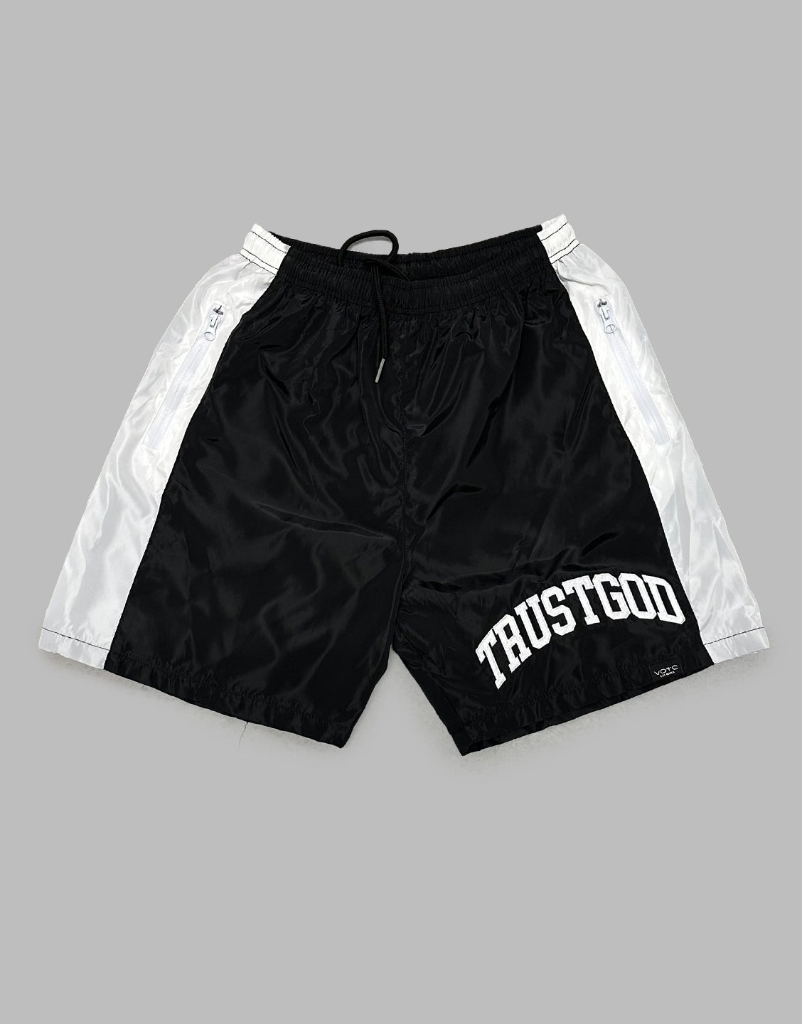 Trust God Windbreaker Shorts - Black - VOTC Clothing